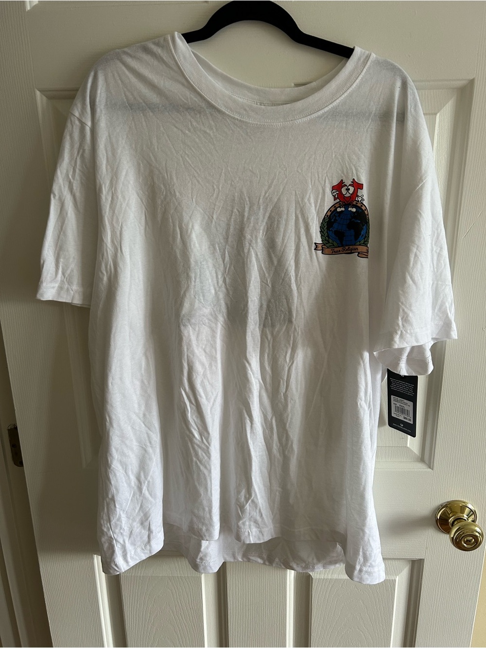 True Religion Embroidered Short-Sleeve Tee with Colorful Crest Pocket
